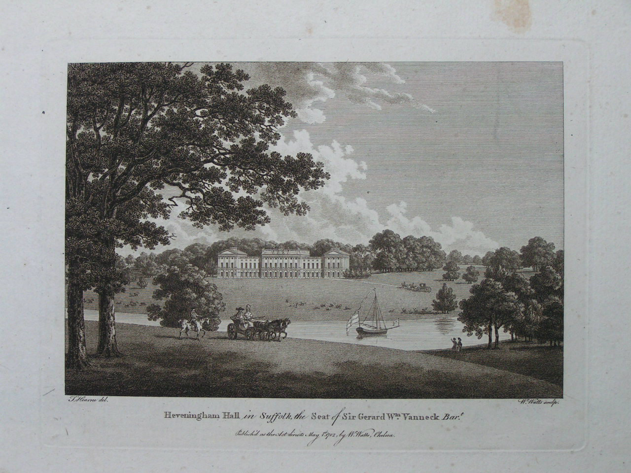 Print - Heveningham Hall in Suffolk, the Seat of Sir Gerard Wm.Vannock Bart - Watts